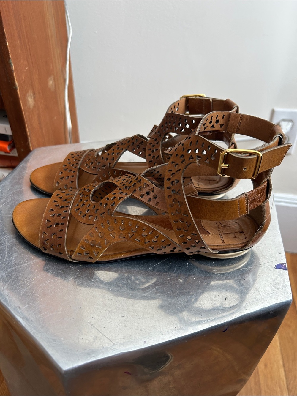 Brown strappy Leather Sandals, 7.5